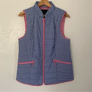 TALBOTS | vest | pink | blue | medium | NWT | RUFFLE COLLAR | top